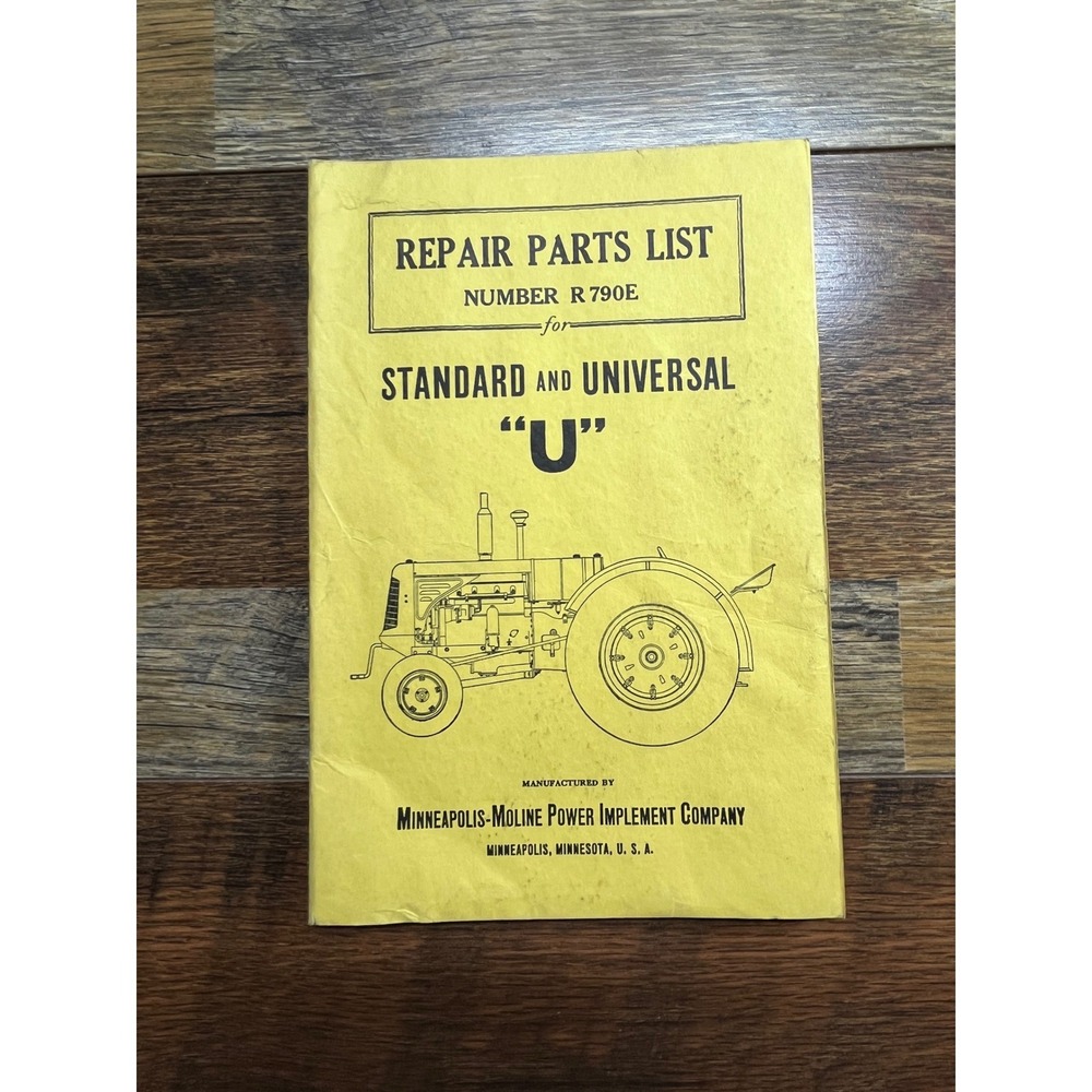 Minneapolis-Moline Standard Universal U Tractor Repair Parts List Manual R 790E